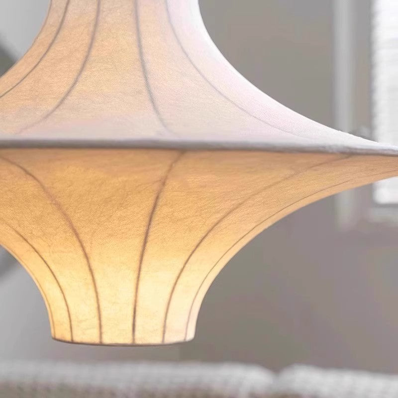 Traditional Japanese Flying Saucer Iron Silk 2/3 Light Pendant Light For Living Room