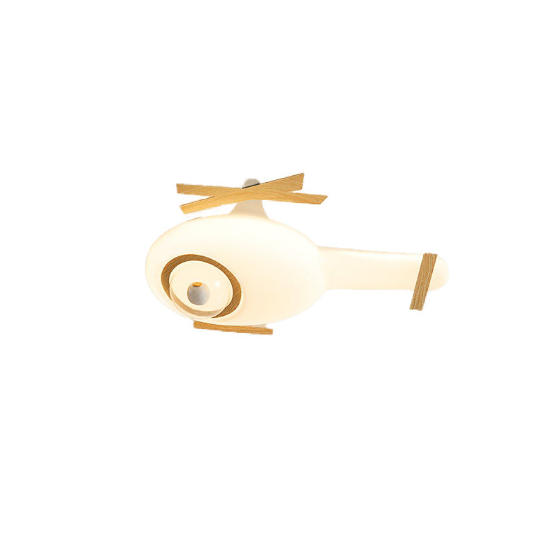 Contemporary Creative Kids Helicopter Iron Acrylic LED Flush Mount Ceiling Light For Bedroom