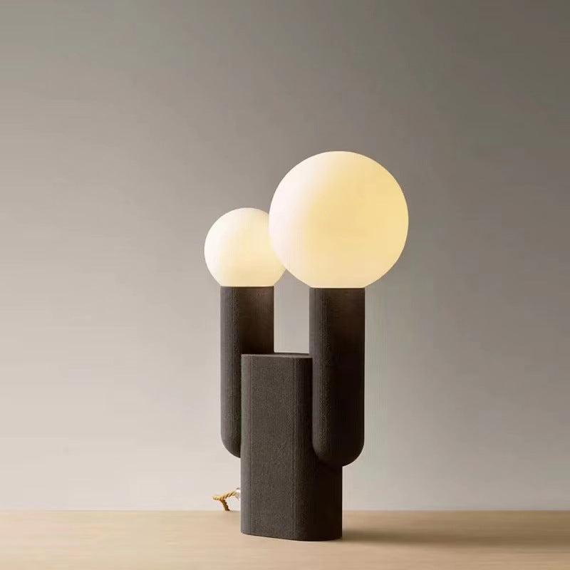 Modern Art Deco Cylinder Resin Glass 2-Light Table Lamp For Bedroom