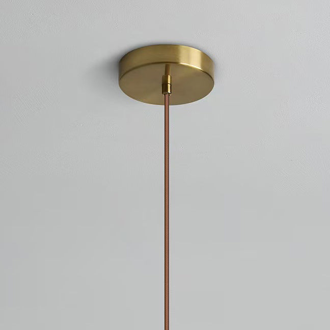Modern Mid-Century Round Metal Rubberwood Glass 1-Light Pendant Light For Living Room