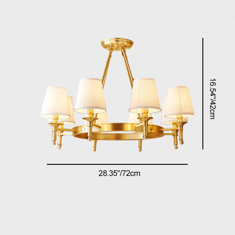 Traditional Rustic Cylinder Copper Fabric 5/6/8/10 Light Chandelier For Living Room