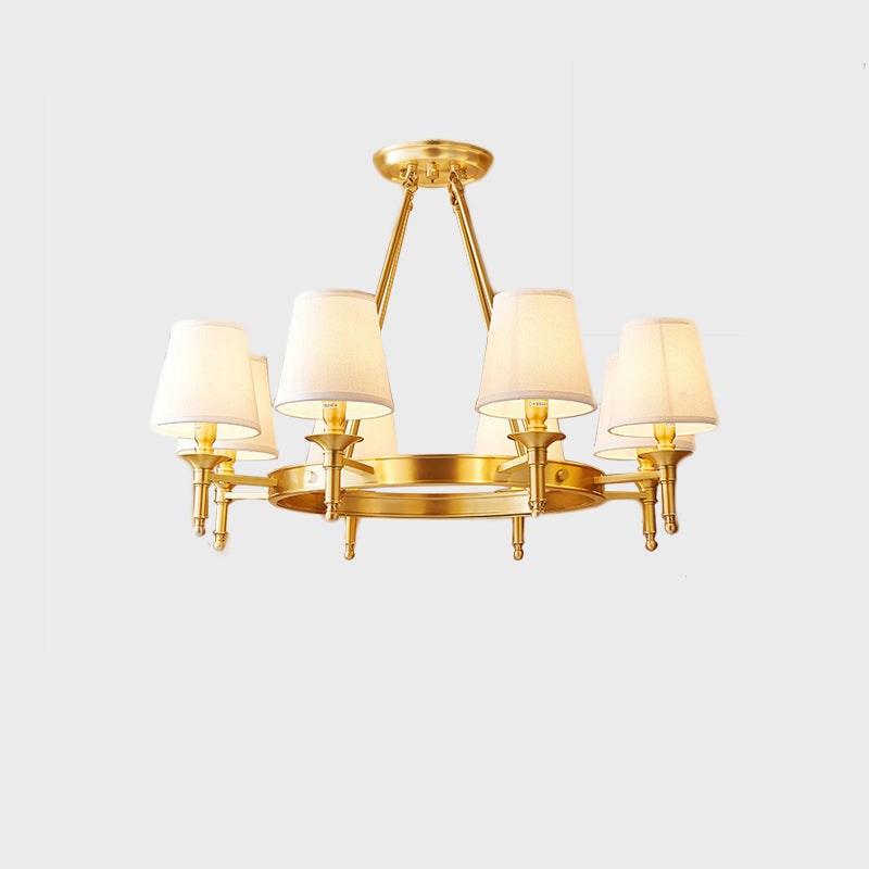 Traditional Rustic Cylinder Copper Fabric 5/6/8/10 Light Chandelier For Living Room