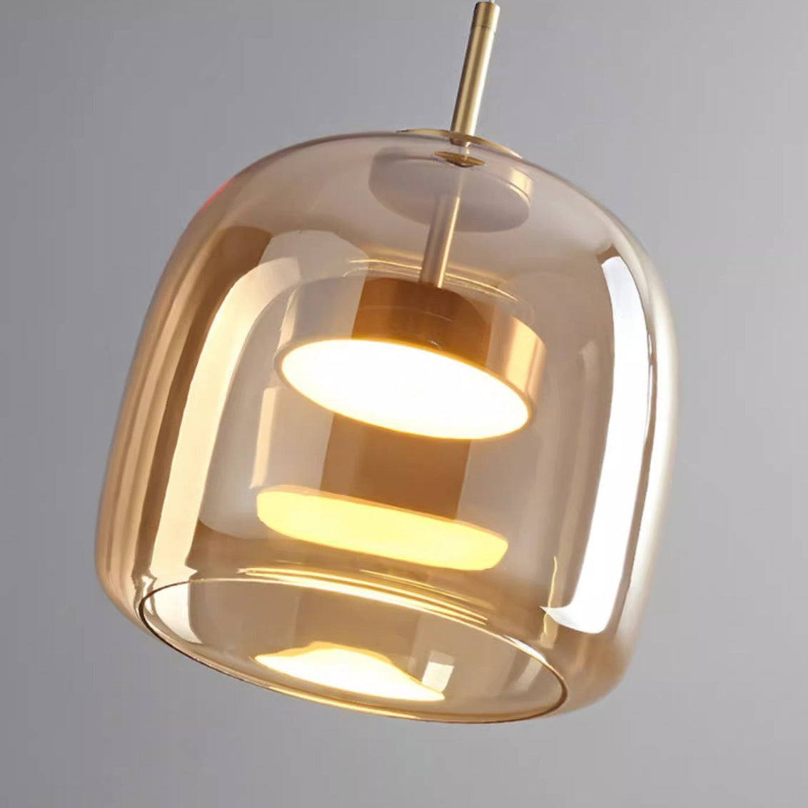 Contemporary Scandinavian Cylinder Copper Glass LED Pendant Light For Living Room