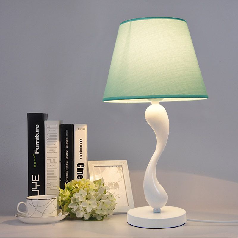 Contemporary Creative Frustum Cone Iron Fabric 1-Light Table Lamp For Bedroom