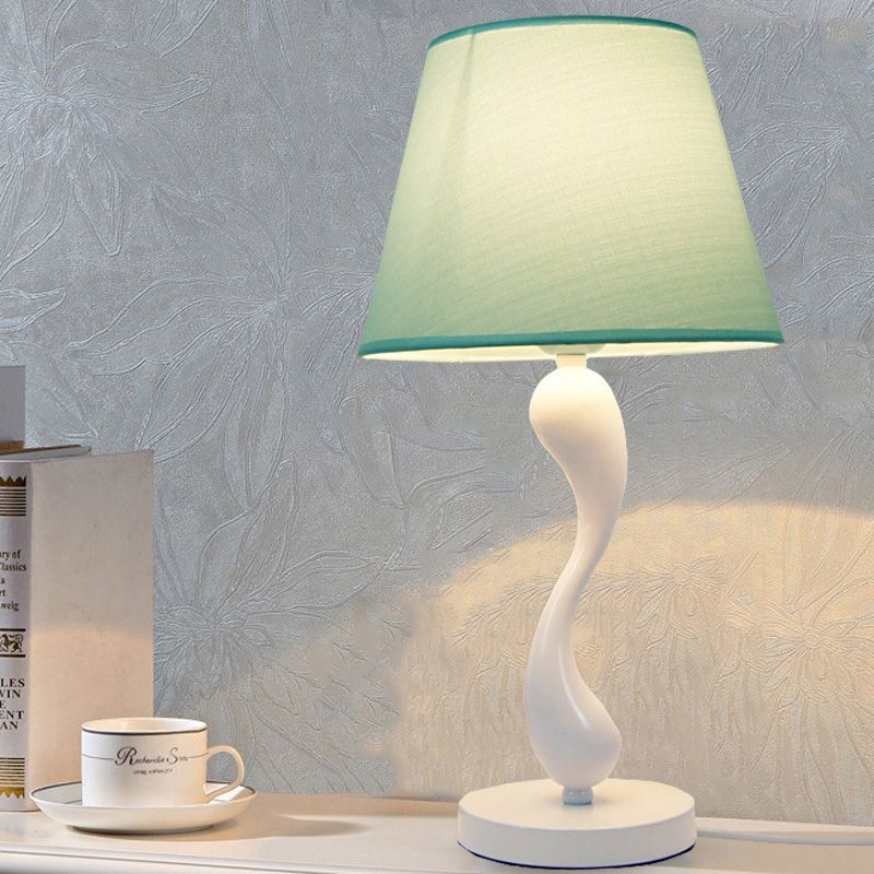 Contemporary Creative Frustum Cone Iron Fabric 1-Light Table Lamp For Bedroom