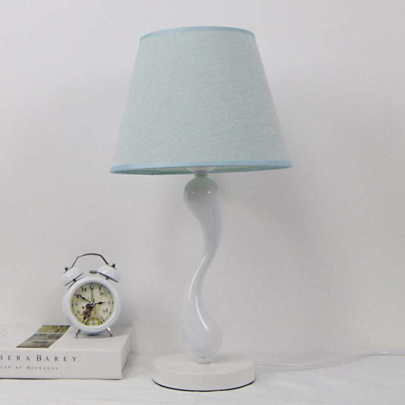 Contemporary Creative Frustum Cone Iron Fabric 1-Light Table Lamp For Bedroom