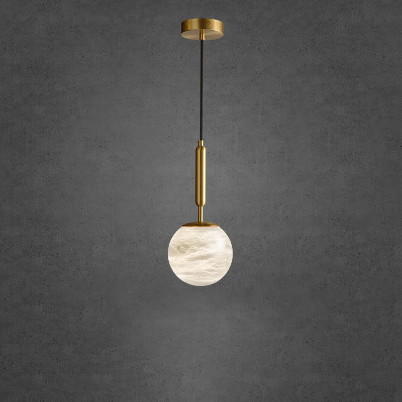 Modern Luxury Globe Metal Marble LED Pendant Light For Bedroom