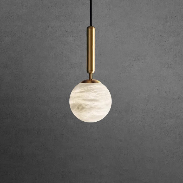 Modern Luxury Globe Metal Marble LED Pendant Light For Bedroom