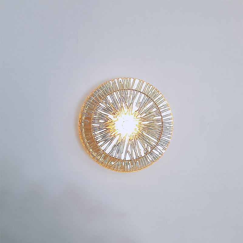 Modern Luxury Round Metal Glass LED Wall Sconce Lamp For Living Room