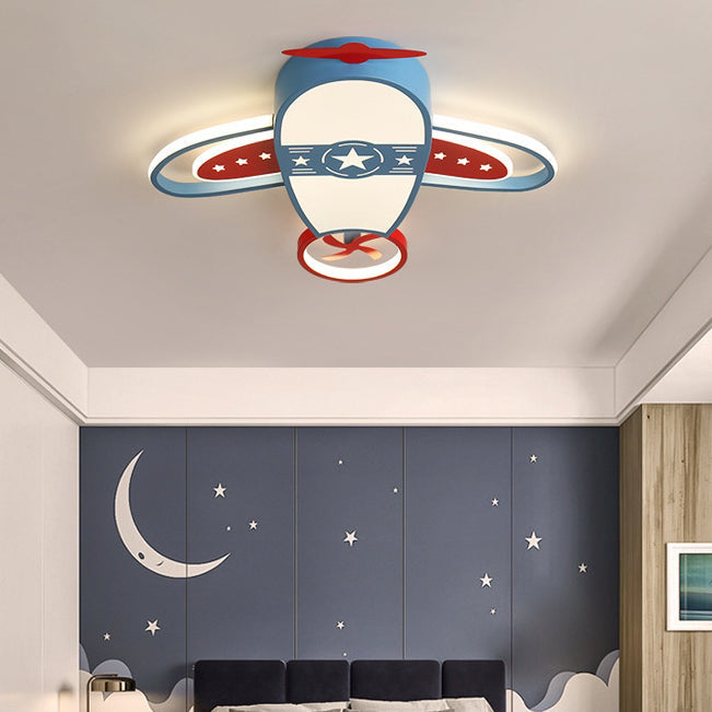 Modern Eclectic Kids Airplane Acrylic LED Flush Mount Ceiling Light For Bedroom