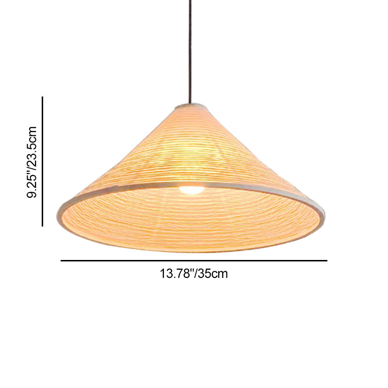 Traditional Japanese Cone Iron Paper 1-Light Pendant Light For Living Room