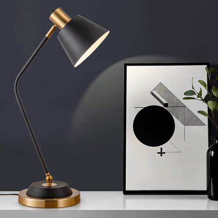 Contemporary Nordic Frustum Cone Metal 1-Light Table Lamp For Bedroom