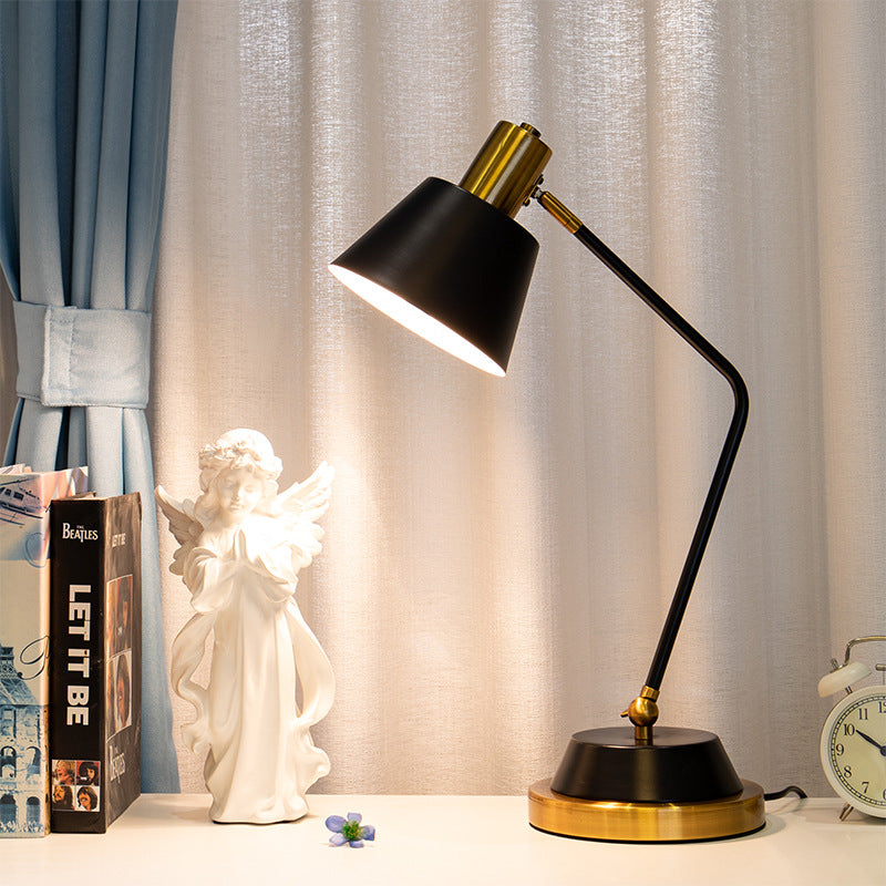 Contemporary Nordic Frustum Cone Metal 1-Light Table Lamp For Bedroom