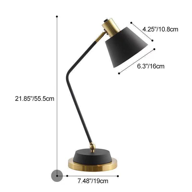 Contemporary Nordic Frustum Cone Metal 1-Light Table Lamp For Bedroom