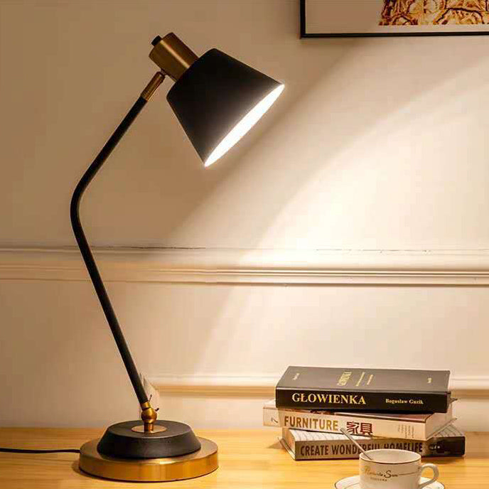 Contemporary Nordic Frustum Cone Metal 1-Light Table Lamp For Bedroom