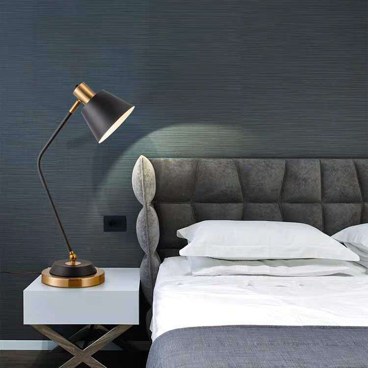 Contemporary Nordic Frustum Cone Metal 1-Light Table Lamp For Bedroom