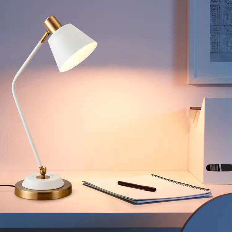 Contemporary Nordic Frustum Cone Metal 1-Light Table Lamp For Bedroom