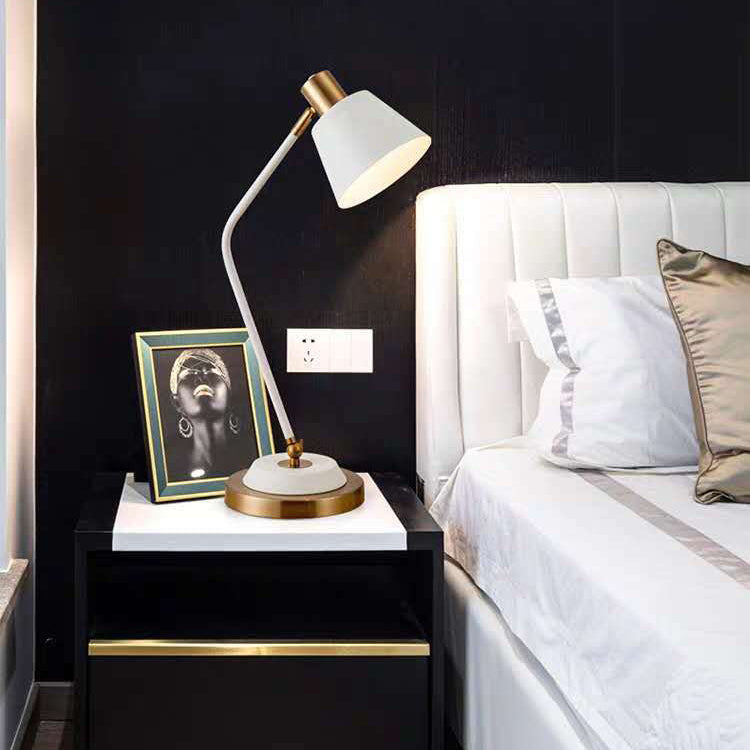 Contemporary Nordic Frustum Cone Metal 1-Light Table Lamp For Bedroom