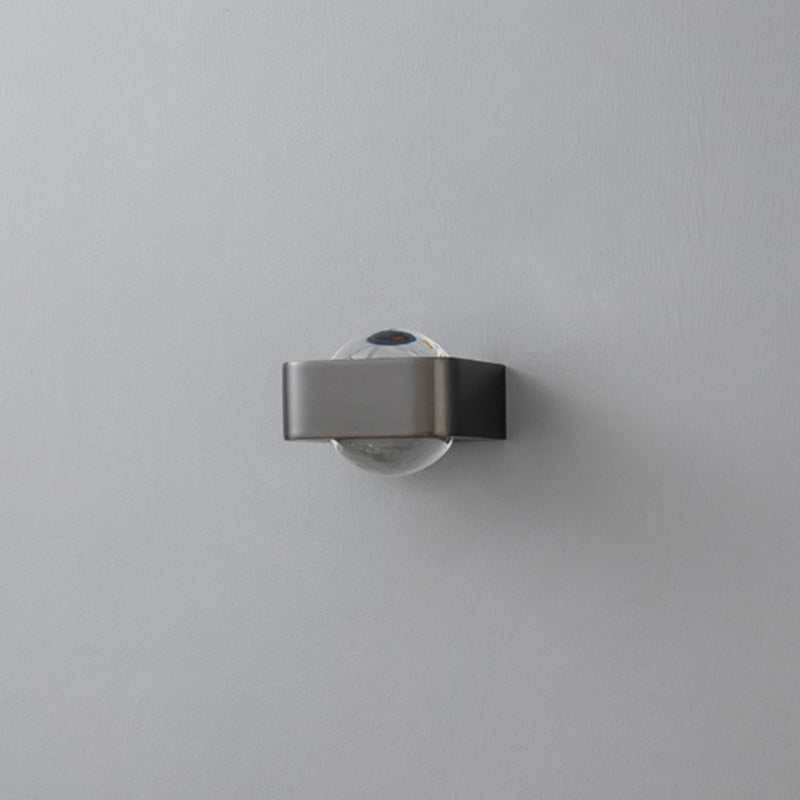 Contemporary Scandinavian Spherical Stainless Steel Glass LED Wall Sconce Lamp For Living Room
