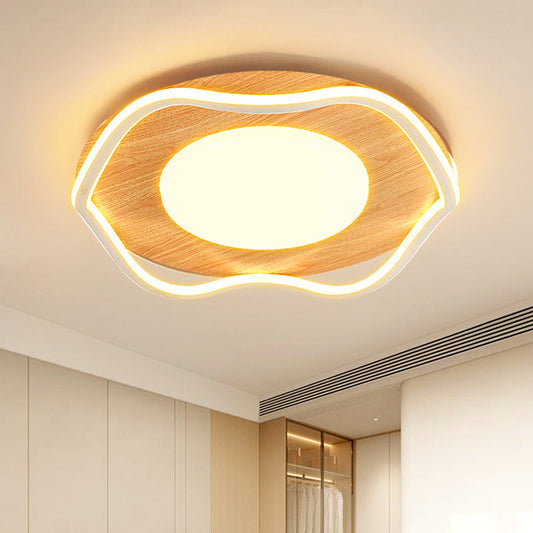 寝室用コンテンポラリースカンジナビアラウンドアイアンアルミアクリルLEDフラッシュマウントシーリングライト