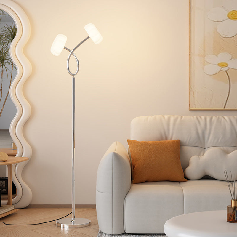 Contemporary Scandinavian Flower Iron Plastic LED Standing Floor Lamp For Living Room