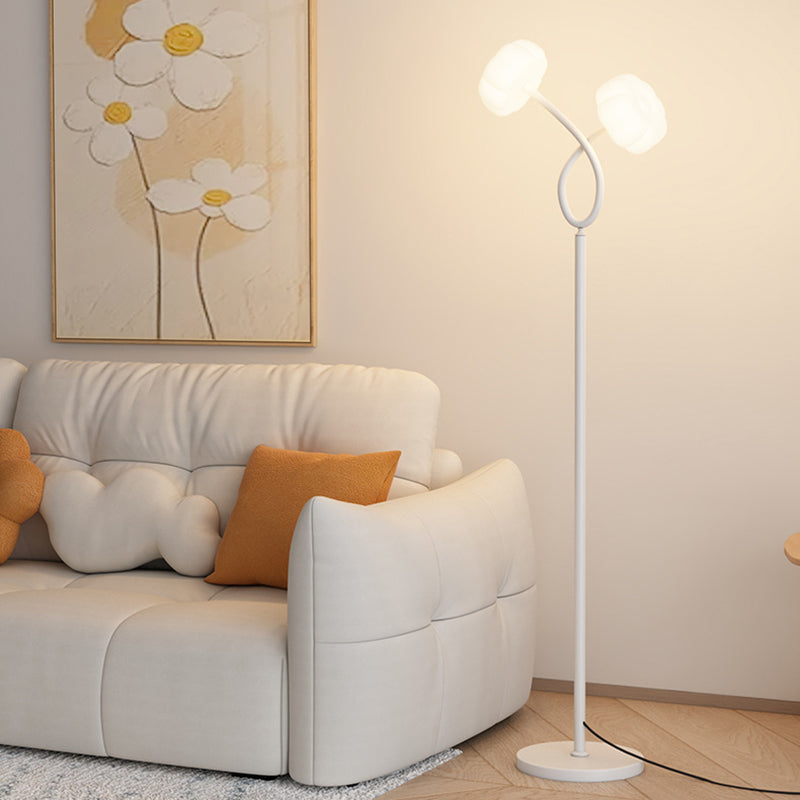 Contemporary Scandinavian Flower Iron Plastic LED Standing Floor Lamp For Living Room