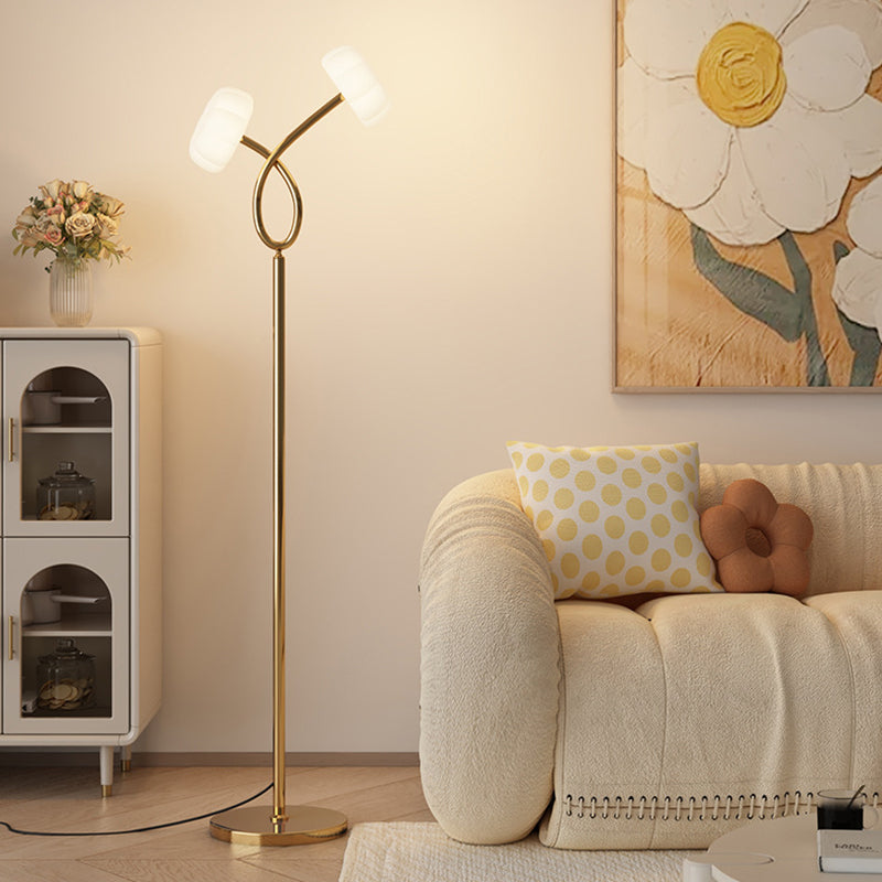 Contemporary Scandinavian Flower Iron Plastic LED Standing Floor Lamp For Living Room