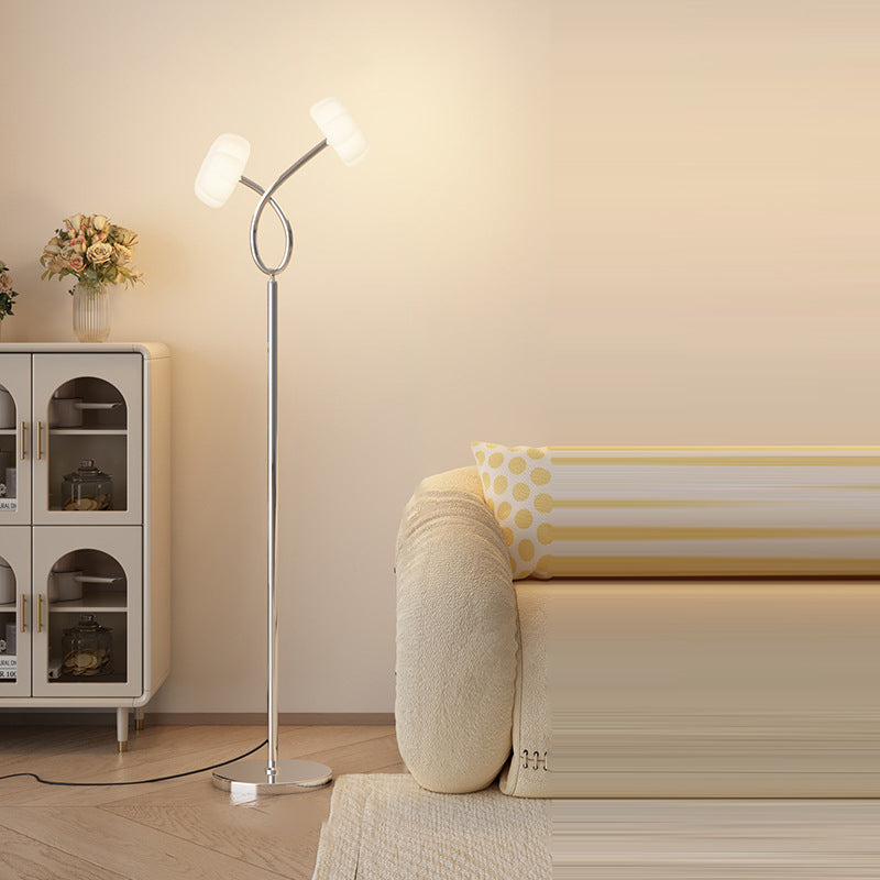 Contemporary Scandinavian Flower Iron Plastic LED Standing Floor Lamp For Living Room