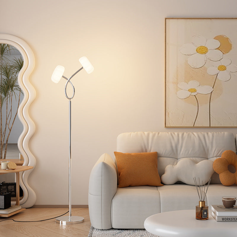 Contemporary Scandinavian Flower Iron Plastic LED Standing Floor Lamp For Living Room