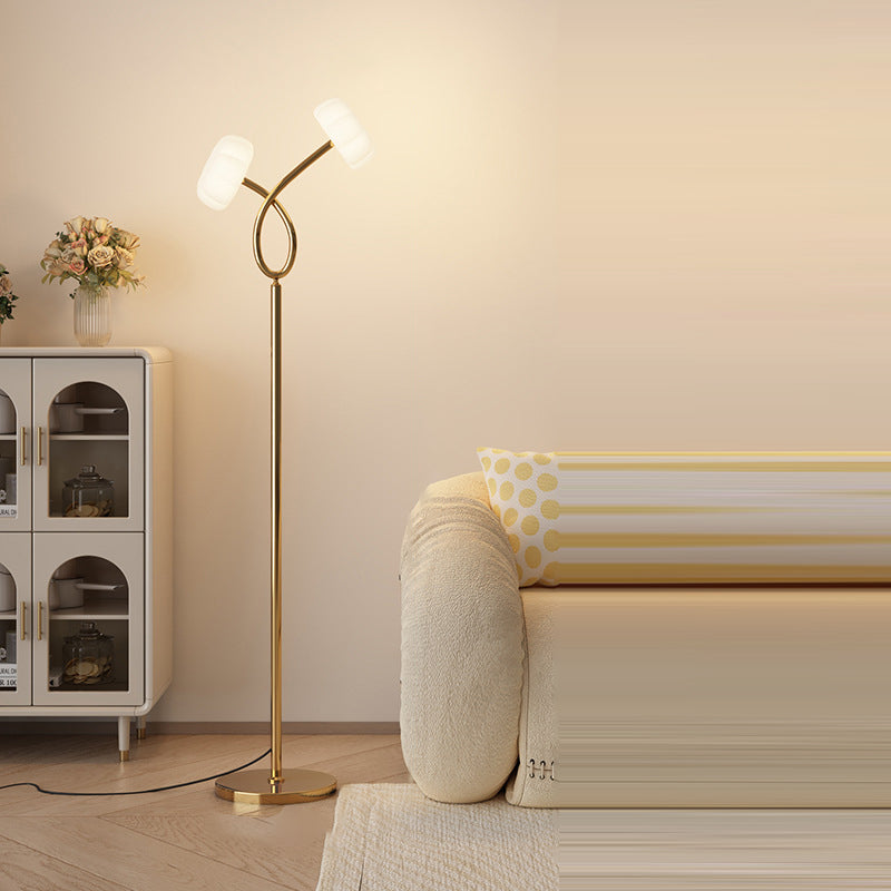 Contemporary Scandinavian Flower Iron Plastic LED Standing Floor Lamp For Living Room