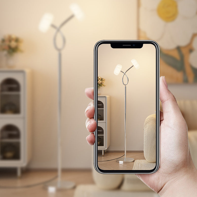Contemporary Scandinavian Flower Iron Plastic LED Standing Floor Lamp For Living Room