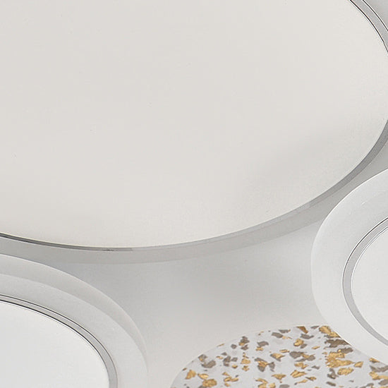 Contemporary Scandinavian Multiple Circle Iron Acrylic LED Semi-Flush Mount Ceiling Light For Bedroom