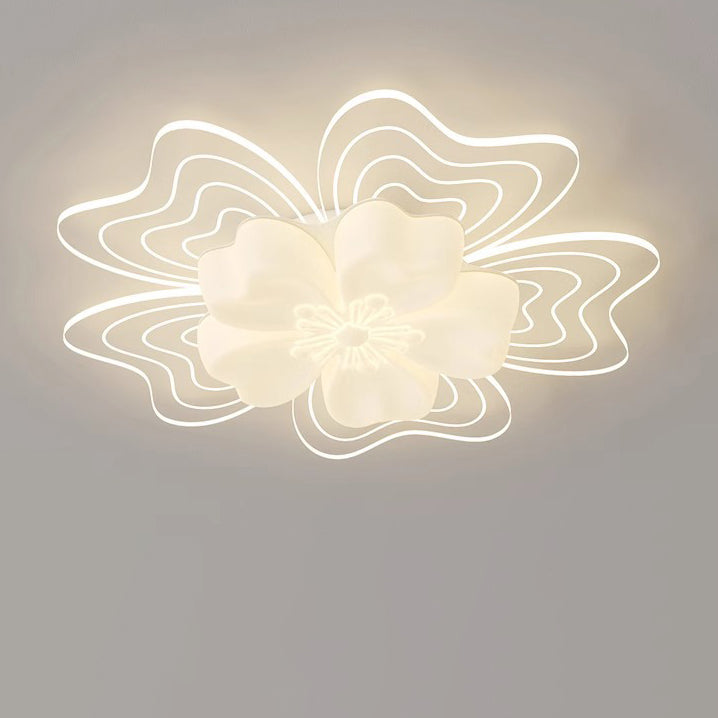 Modern Simplicity Flower Metal Acrylic LED Semi-Flush Mount Ceiling Light For Bedroom
