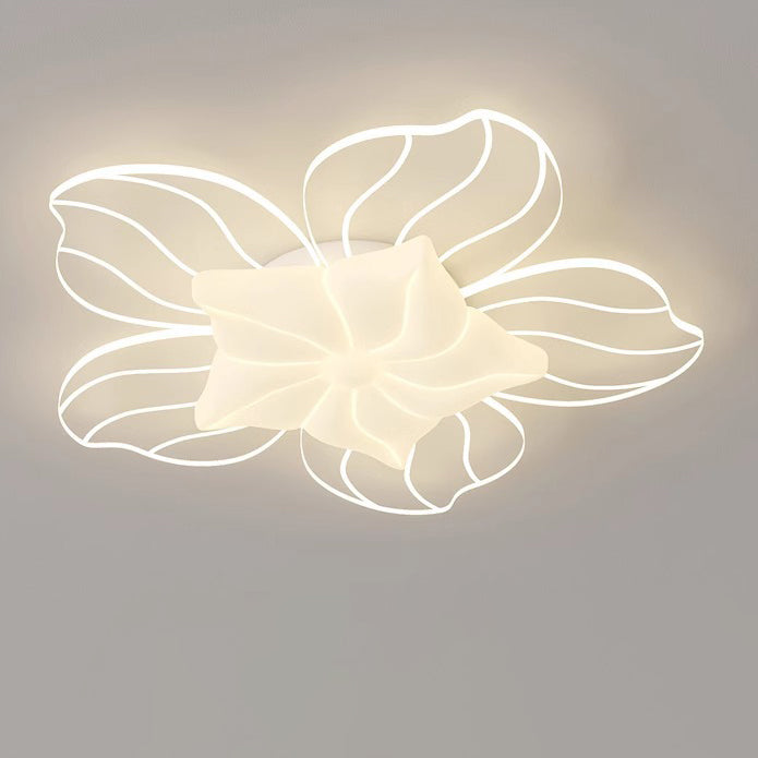 Modern Simplicity Flower Metal Acrylic LED Semi-Flush Mount Ceiling Light For Bedroom
