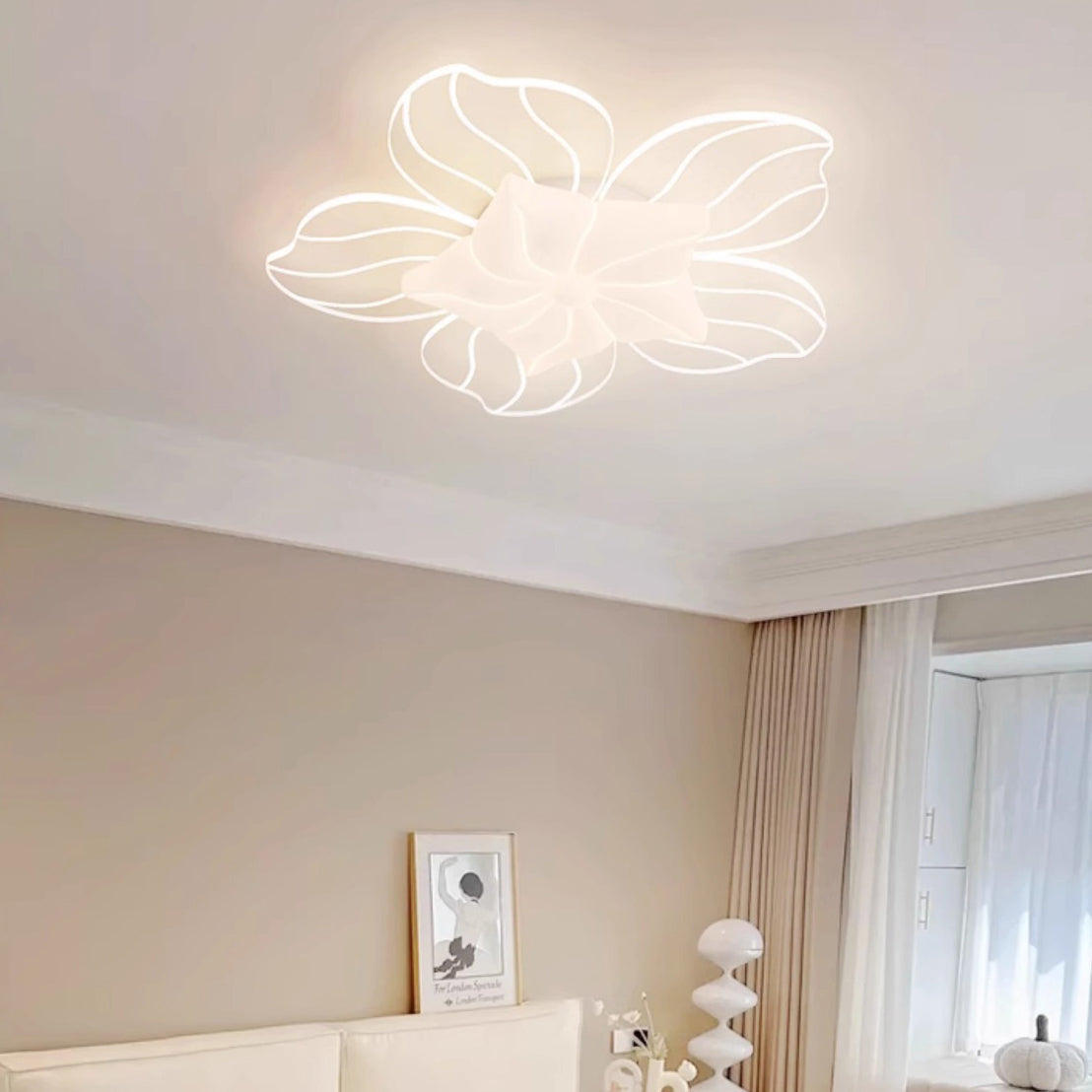 Modern Simplicity Flower Metal Acrylic LED Semi-Flush Mount Ceiling Light For Bedroom