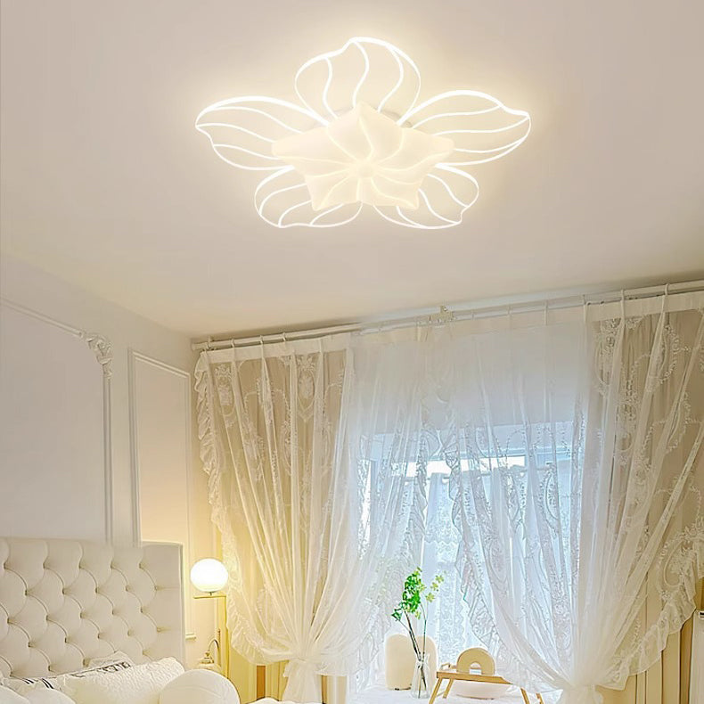 Modern Simplicity Flower Metal Acrylic LED Semi-Flush Mount Ceiling Light For Bedroom