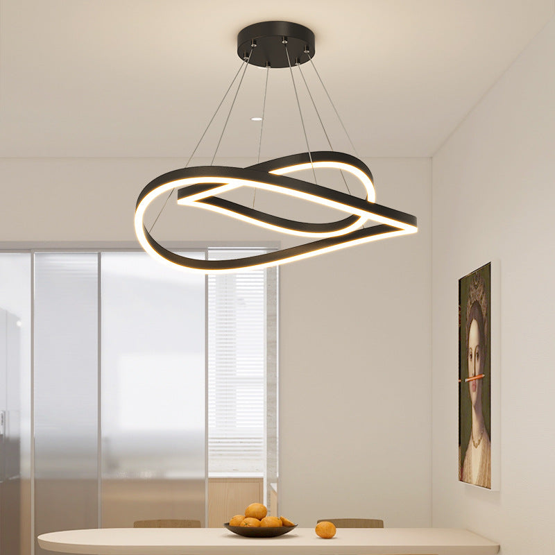 Contemporary Creative Curve Iron Aluminum LED Chandelier For Bedroom