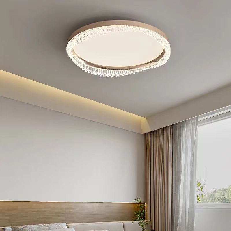 Modern Minimalist Round Aluminum Acrylic LED Flush Mount Ceiling Light For Bedroom