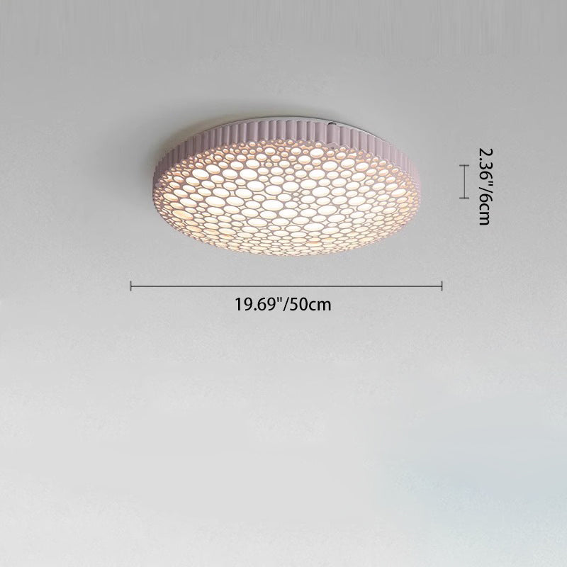 Contemporary Creative Honeycomb Round Iron Acrylic LED Flush Mount Ceiling Light For Bedroom