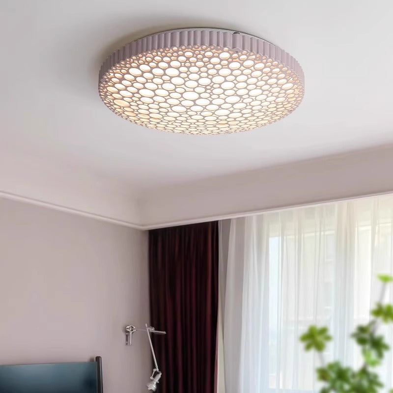 Contemporary Creative Honeycomb Round Iron Acrylic LED Flush Mount Ceiling Light For Bedroom