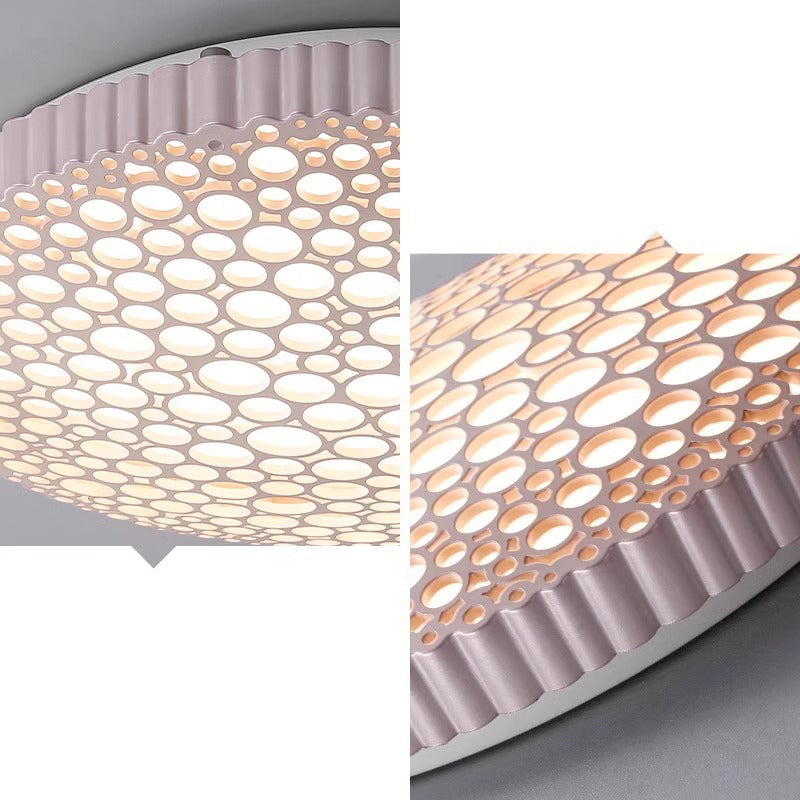 Contemporary Creative Honeycomb Round Iron Acrylic LED Flush Mount Ceiling Light For Bedroom