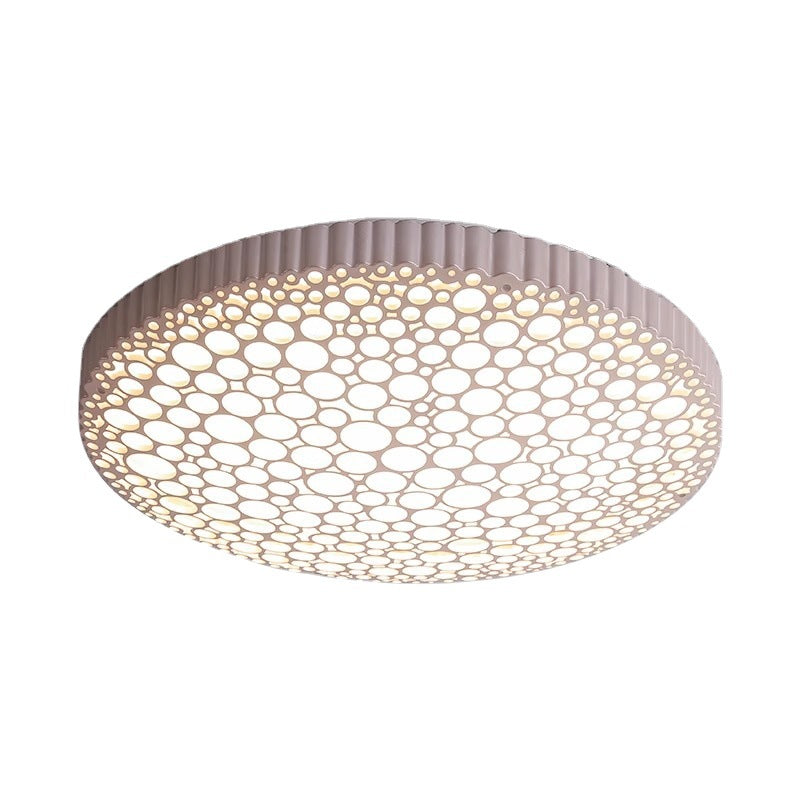 Contemporary Creative Honeycomb Round Iron Acrylic LED Flush Mount Ceiling Light For Bedroom
