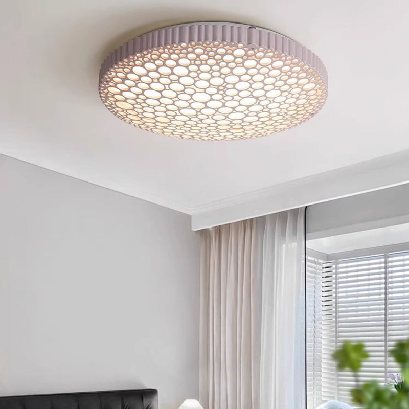 Contemporary Creative Honeycomb Round Iron Acrylic LED Flush Mount Ceiling Light For Bedroom