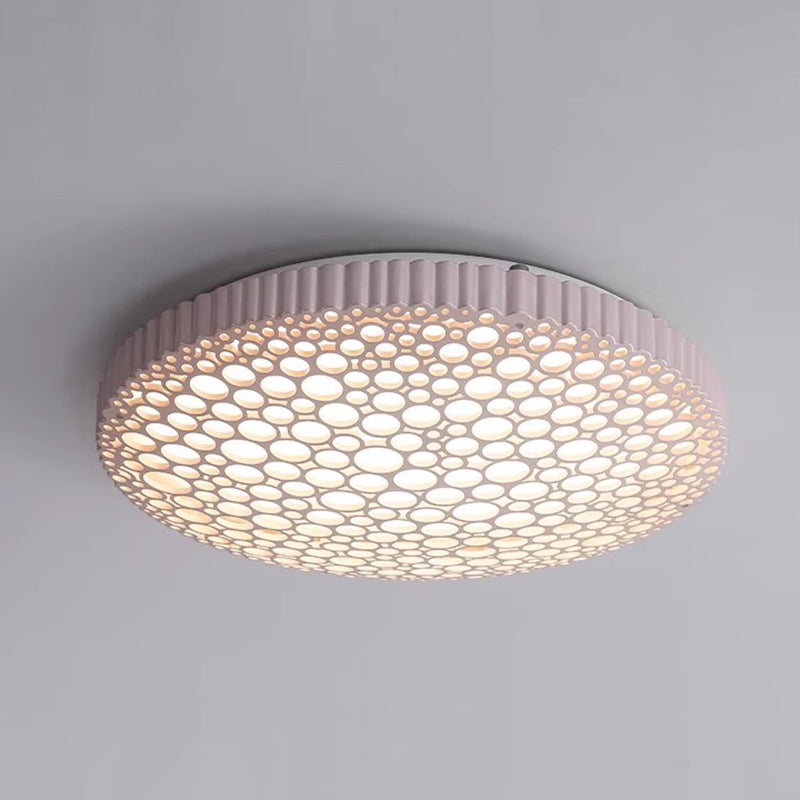 Contemporary Creative Honeycomb Round Iron Acrylic LED Flush Mount Ceiling Light For Bedroom