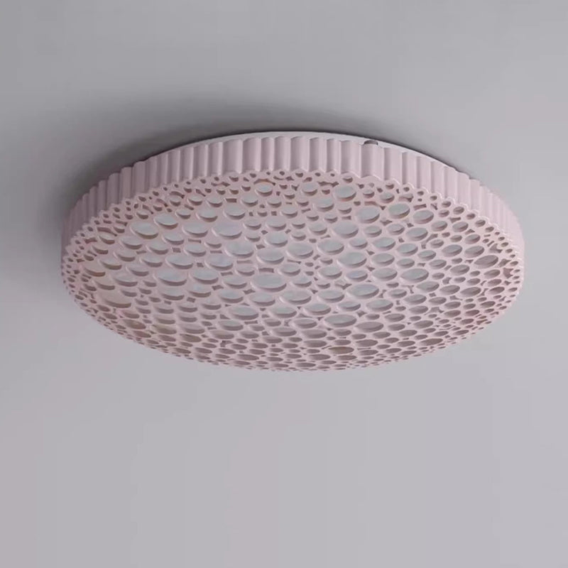 Contemporary Creative Honeycomb Round Iron Acrylic LED Flush Mount Ceiling Light For Bedroom