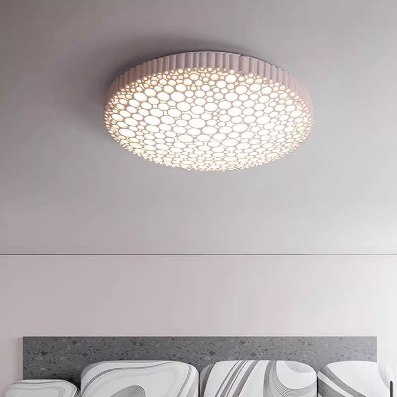 Contemporary Creative Honeycomb Round Iron Acrylic LED Flush Mount Ceiling Light For Bedroom