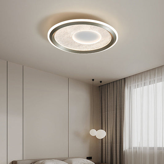 寝室用コンテンポラリースカンジナビアラウンドアイアンアルミアクリルLEDフラッシュマウントシーリングライト