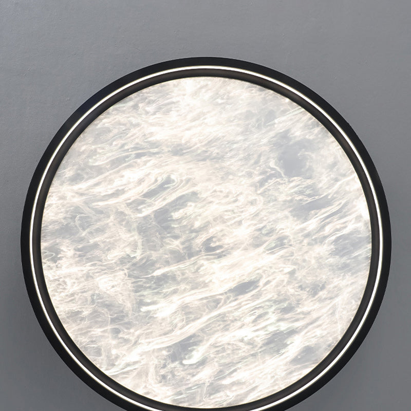 Modern Luxury Round Aluminum Leather LED Flush Mount Ceiling Light For Bedroom