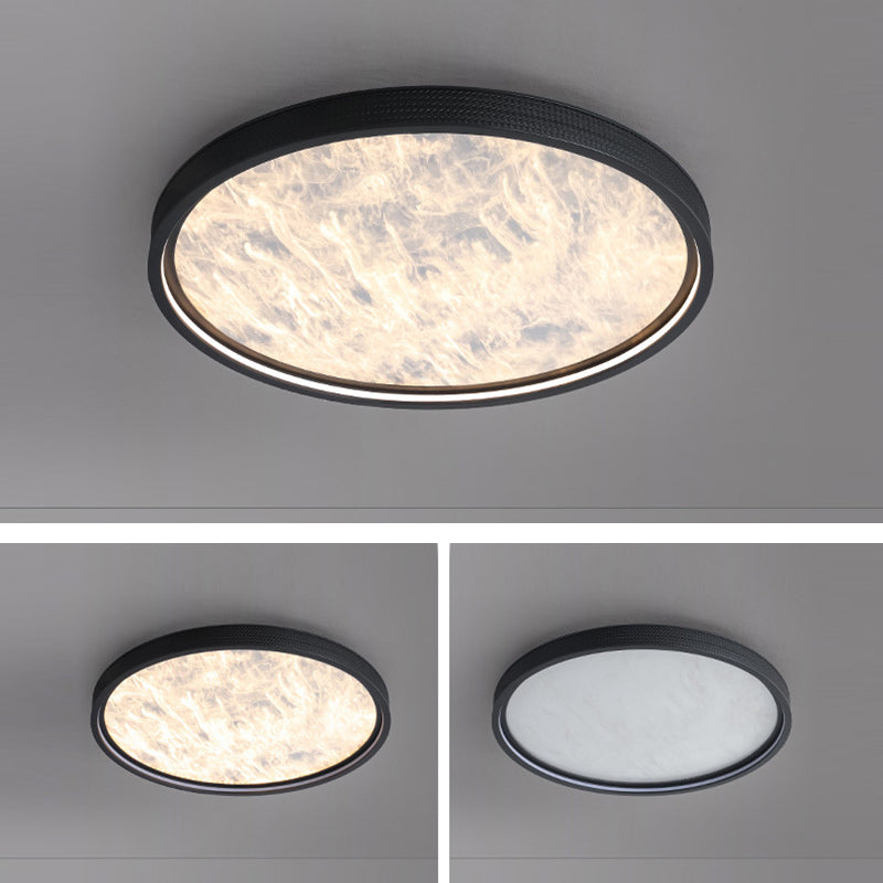 Modern Luxury Round Aluminum Leather LED Flush Mount Ceiling Light For Bedroom