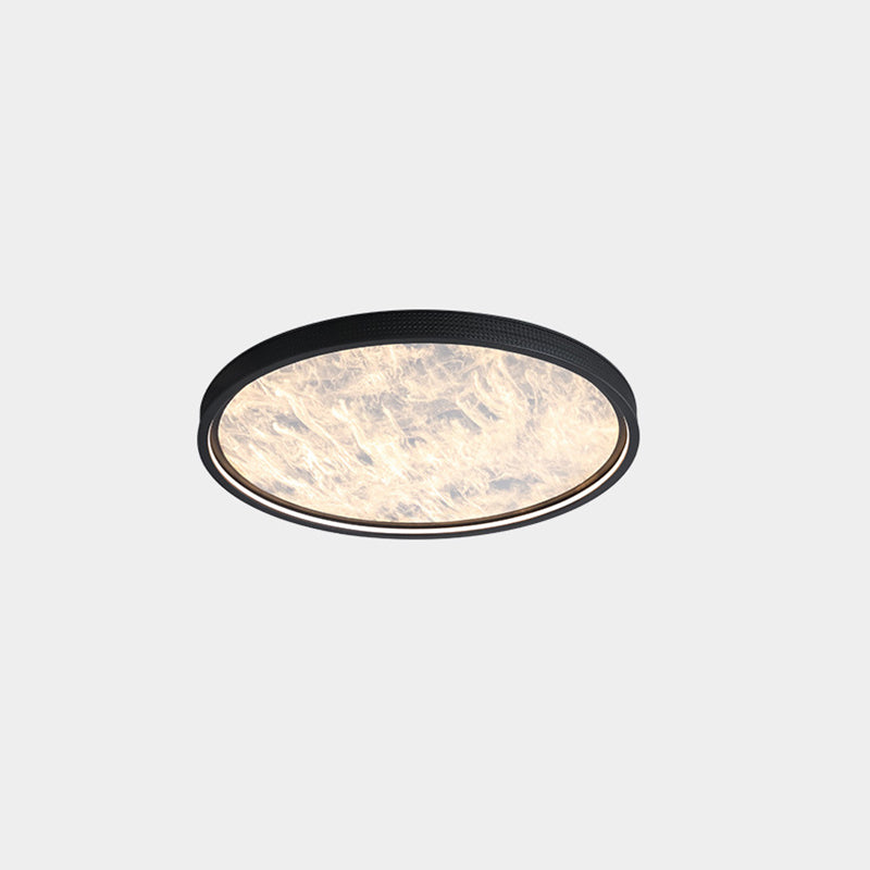 Modern Luxury Round Aluminum Leather LED Flush Mount Ceiling Light For Bedroom